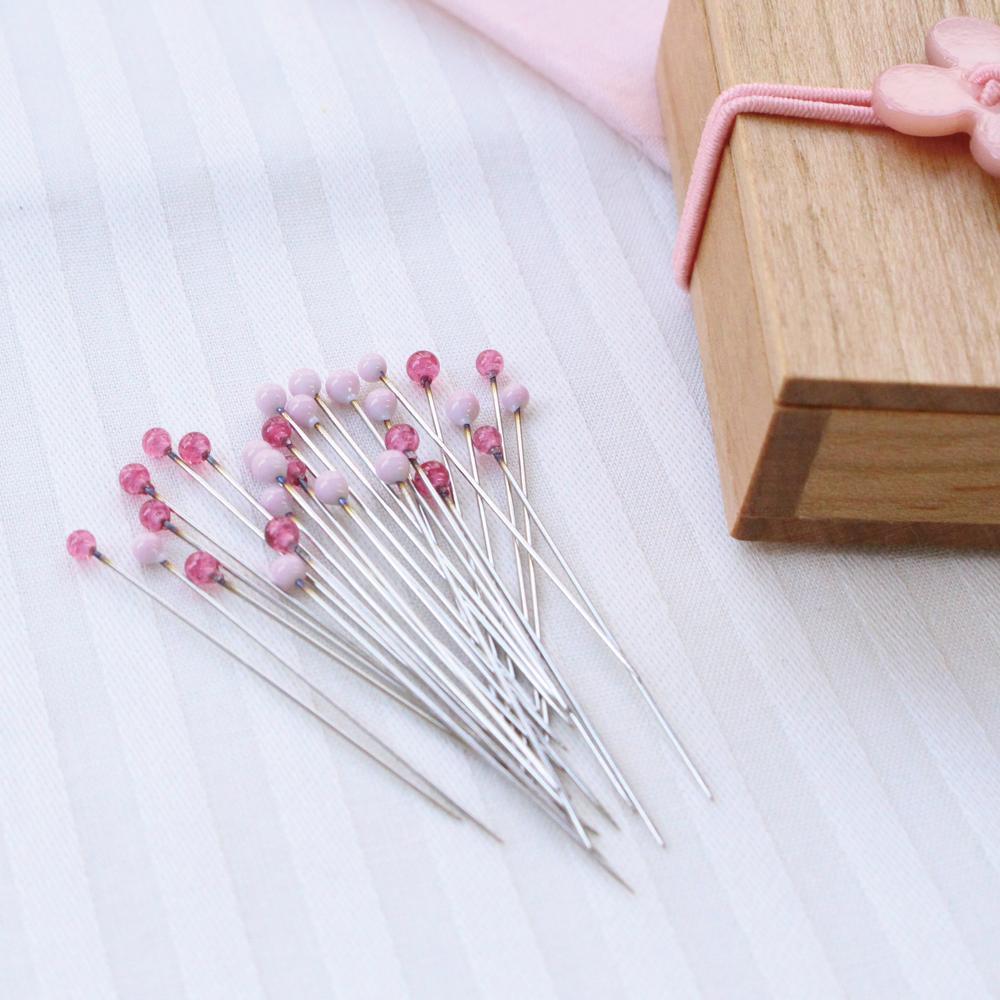 Cohana-Glass Sewing Pins in a Cherry-Wood Box-notion-gather here online