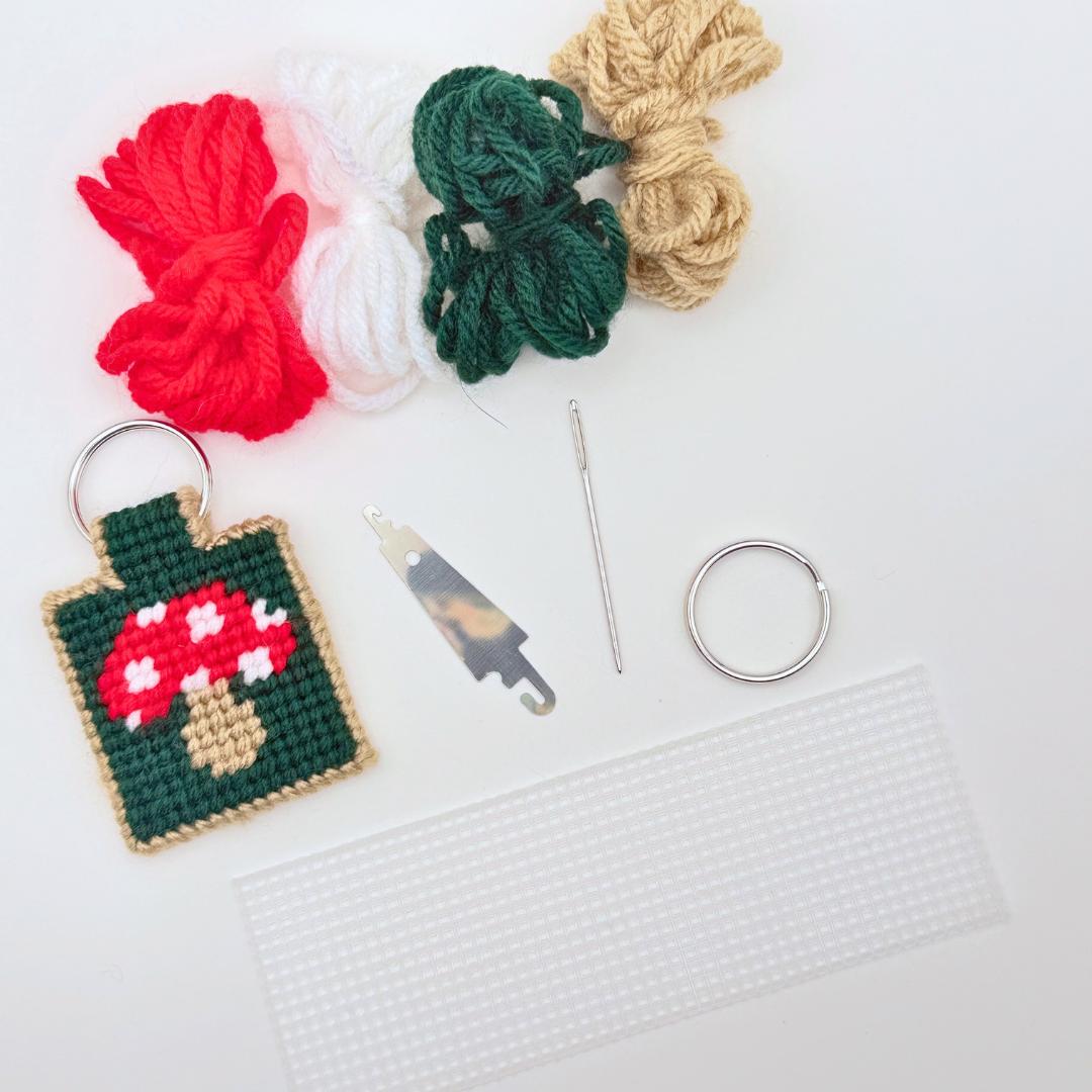 Just Stitching Away-Needlepoint Keychain Kit - Mushroom-xstitch kit-gather here online
