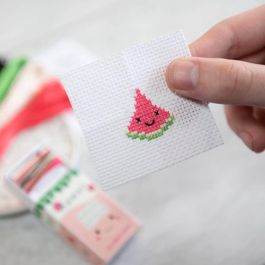 Marvling Bros Ltd-Kawaii Watermelon Mini Cross Stitch Kit-xstitch kit-gather here online