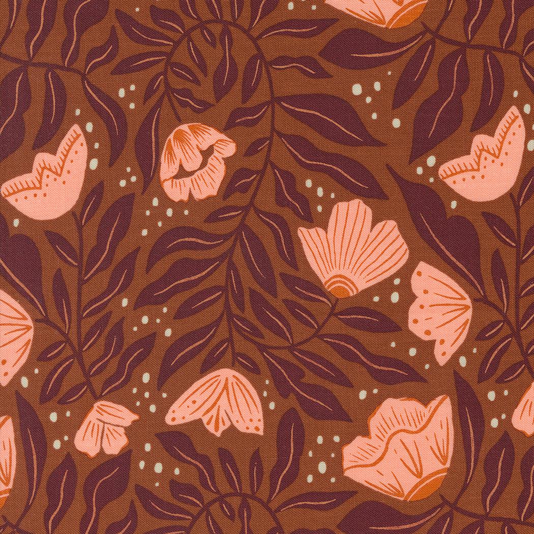 Moda-Dancing Flowers Rust-fabric-gather here online