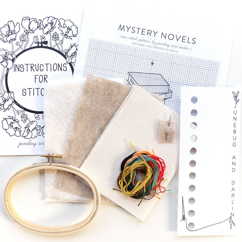 Junebug and Darlin-Bibliophilia, 3.9"x5.5" Cross Stitch Kit-xstitch kit-gather here online