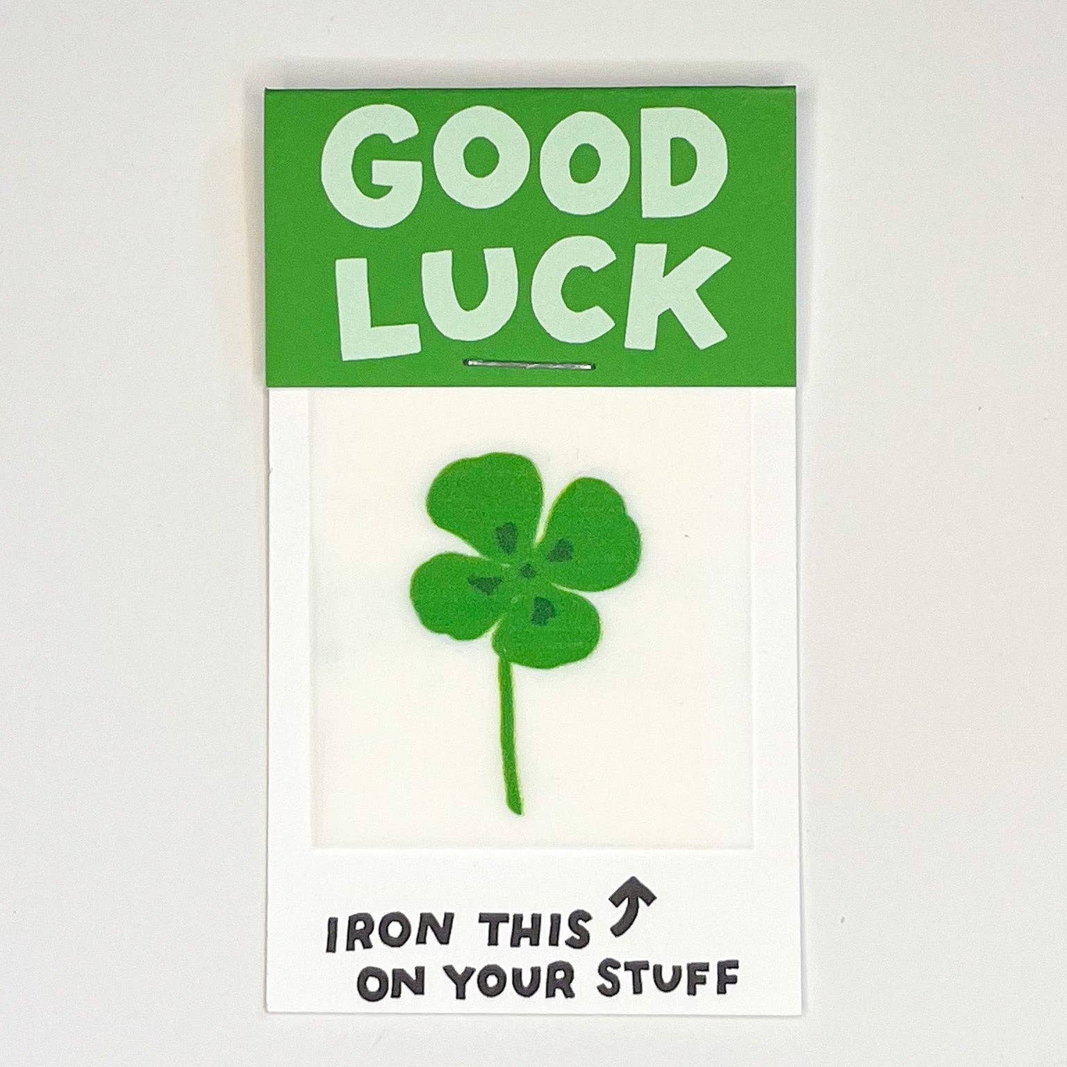 Hot Dang Press-Good Luck Four Leaf Clover Iron-On Transfer & Card-patches + pins-gather here online