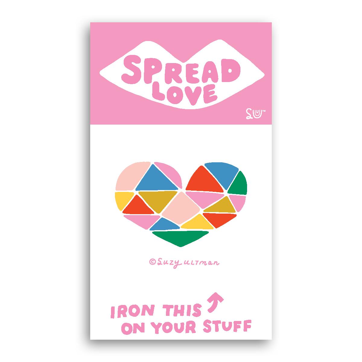 Hot Dang Press-HDP x Suzy Ultman Rainbow Heart Iron-On Transfer & Card-patches + pins-gather here online