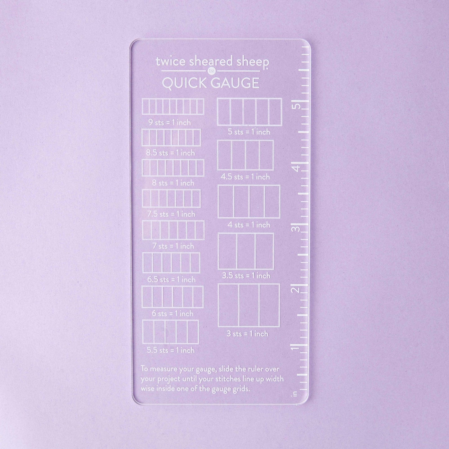 Twice Sheared Sheep-White Quick Gauge Ruler-knitting notion-gather here online