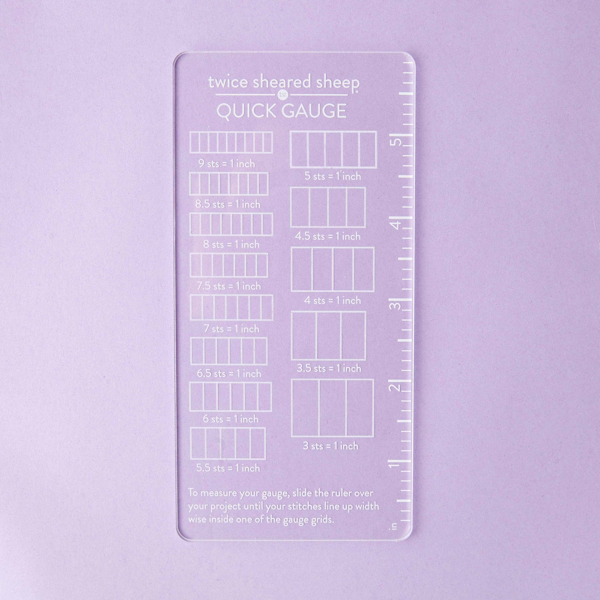 Twice Sheared Sheep-White Quick Gauge Ruler-knitting notion-gather here online