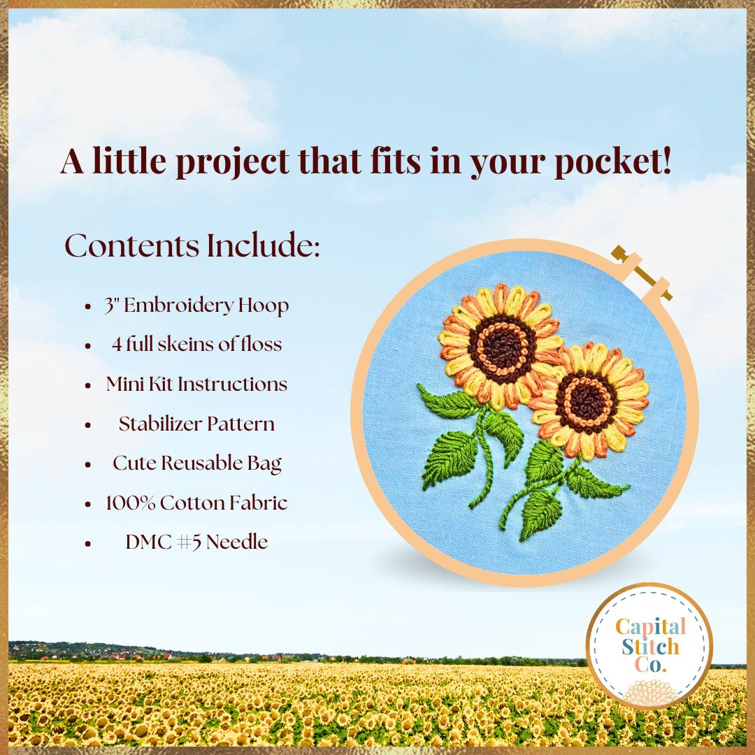 Capital Stitch Co.-Splendid Sunflowers Mini Embroidery Kit-embroidery kit-gather here online
