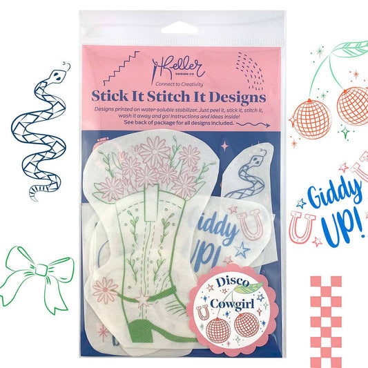 Keller Design Co.-Stick It Stitch It - Disco Cowgirl-embroidery pattern-gather here online