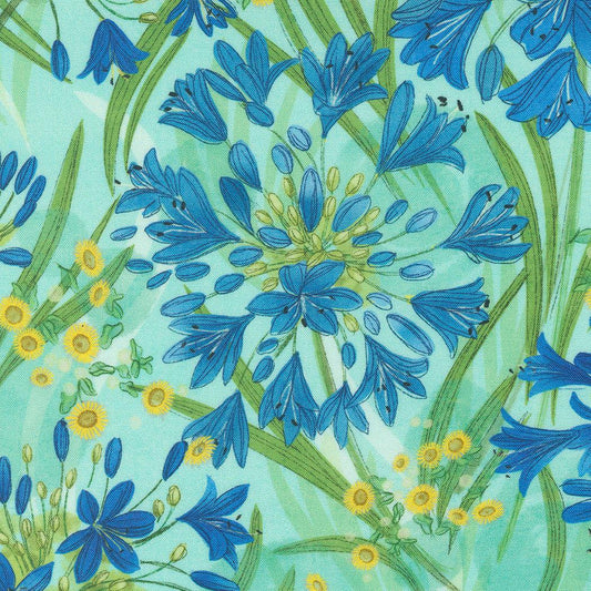 Moda-Agapanthus Aqua-fabric-gather here online