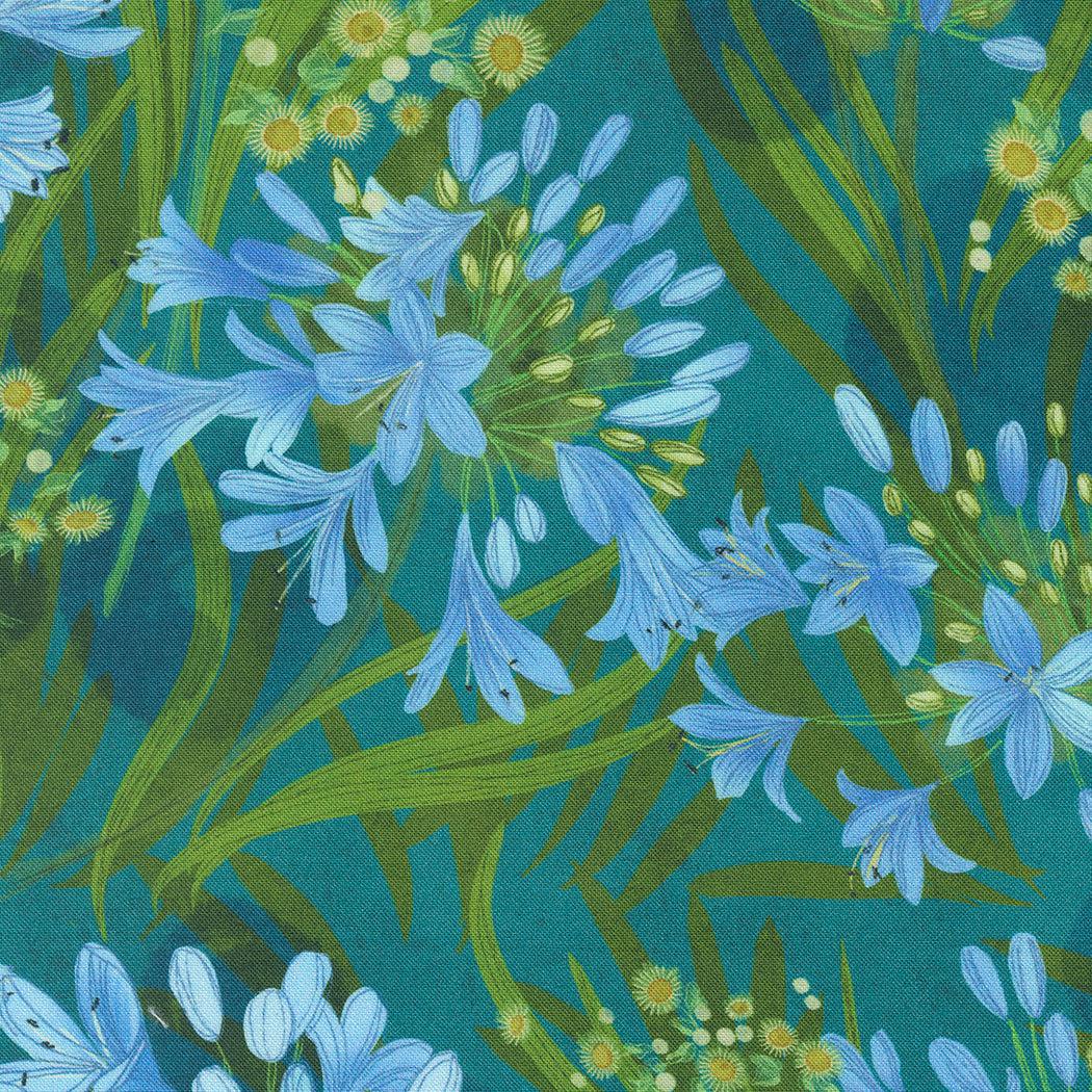 Moda-Agapanthus Lagoon-fabric-gather here online