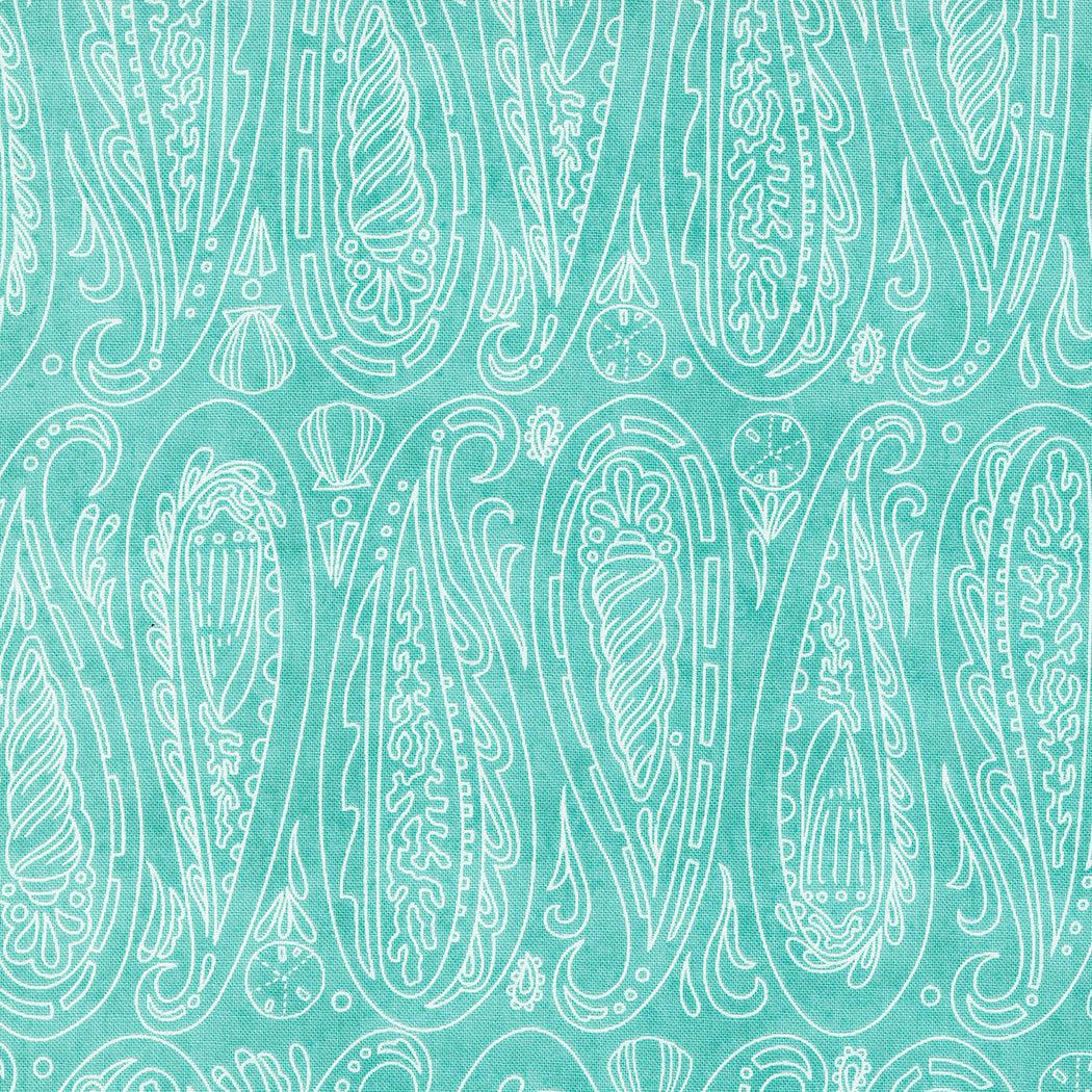 Moda-Paisley Shells Aqua-fabric-gather here online