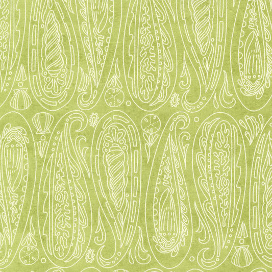 Moda-Paisley Shells Kelp-fabric-gather here online