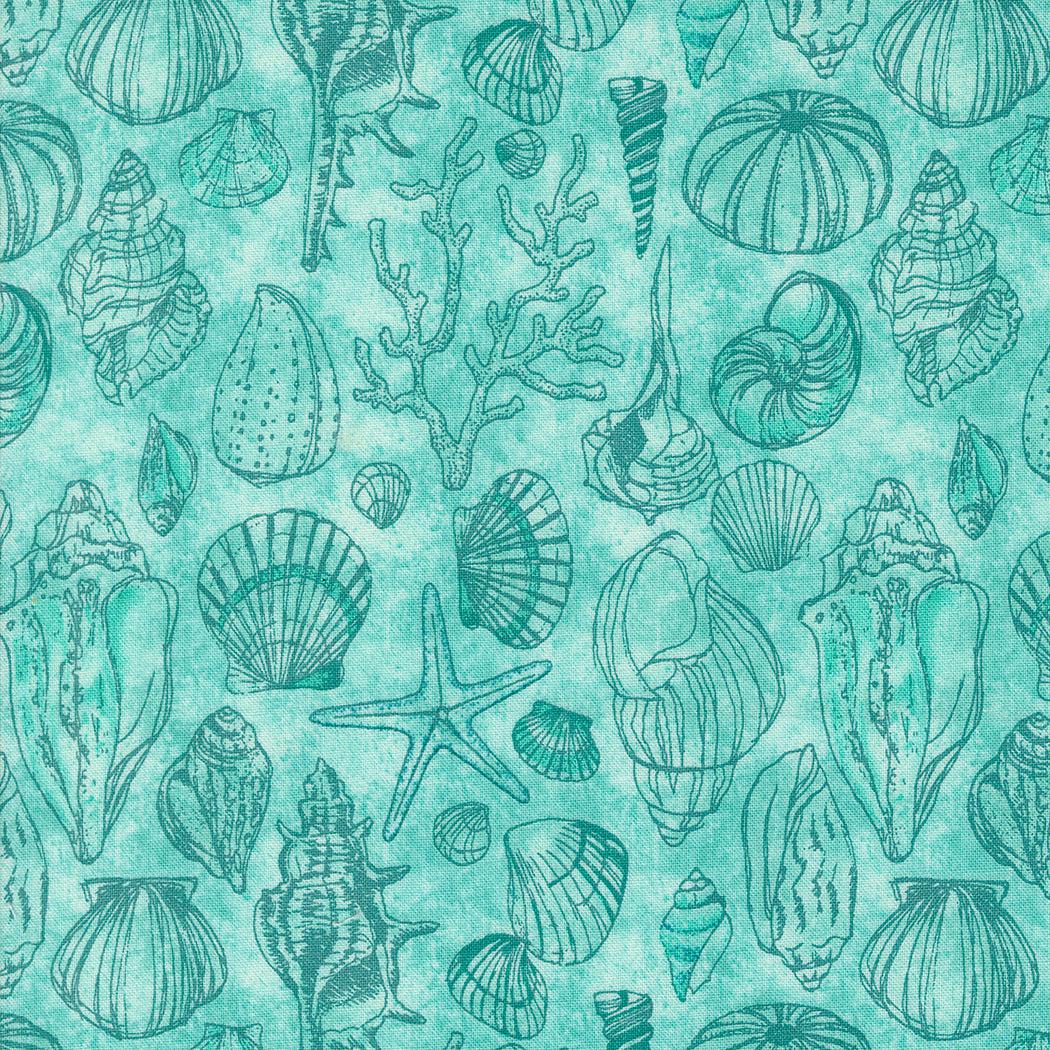 Moda-Sketchy Shells Aqua-fabric-gather here online