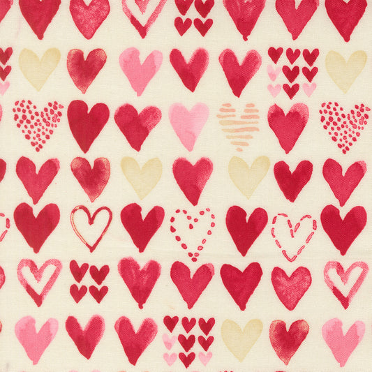 Moda-Hearts Cream-fabric-gather here online
