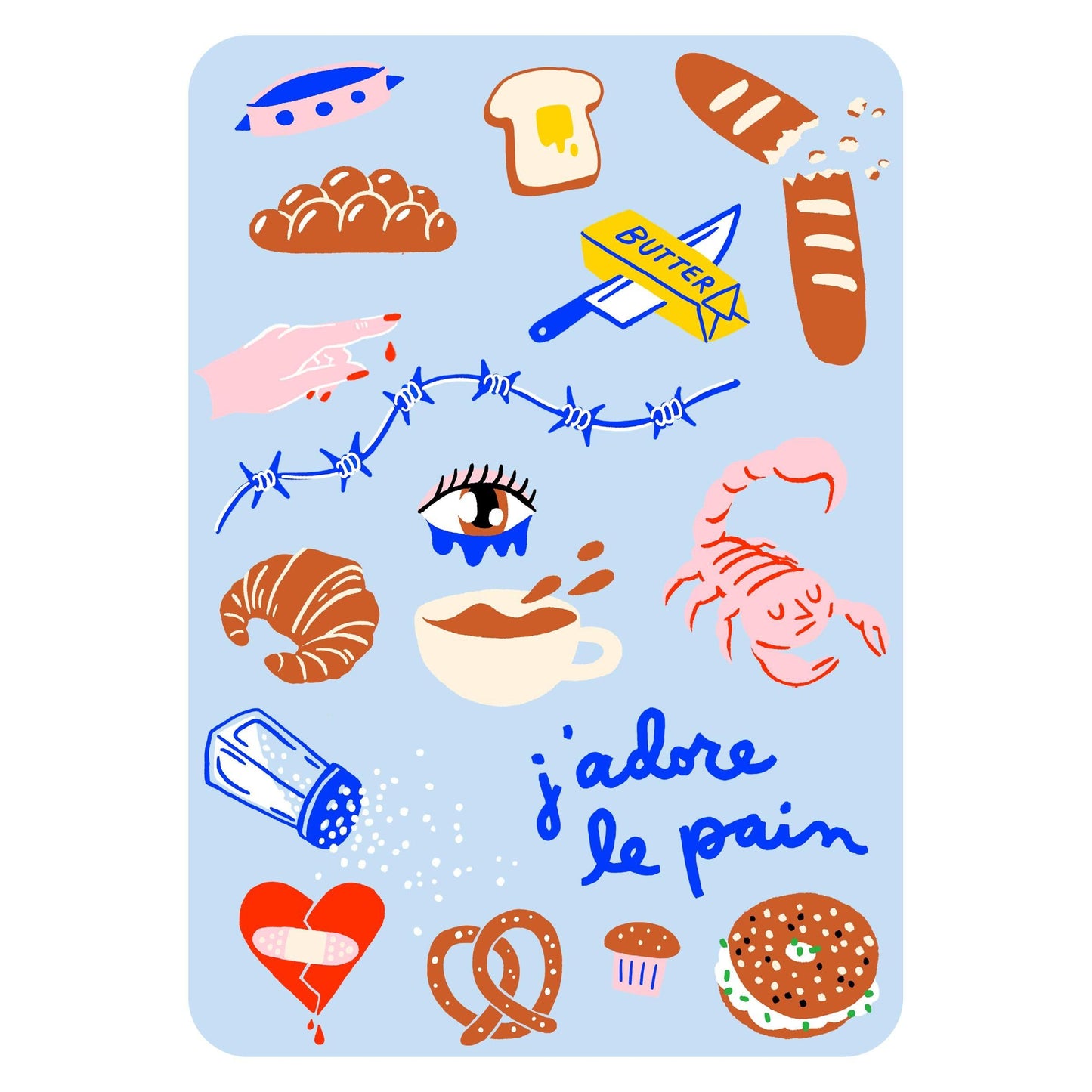 Hot Dang Press-J'Adore Le Pain Iron-On Transfer Sheet Set-patches + pins-gather here online