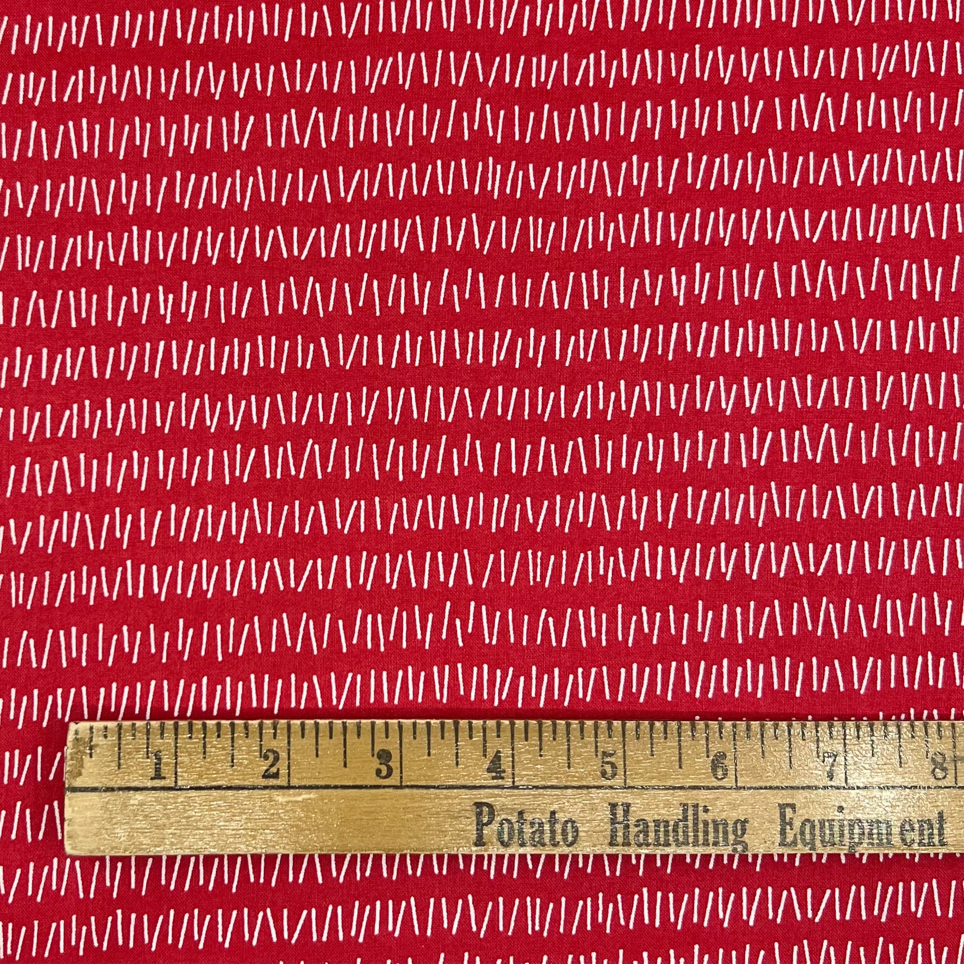 Sevenberry-White On Red Hatch Marks on Cotton Shirting-fabric-gather here online