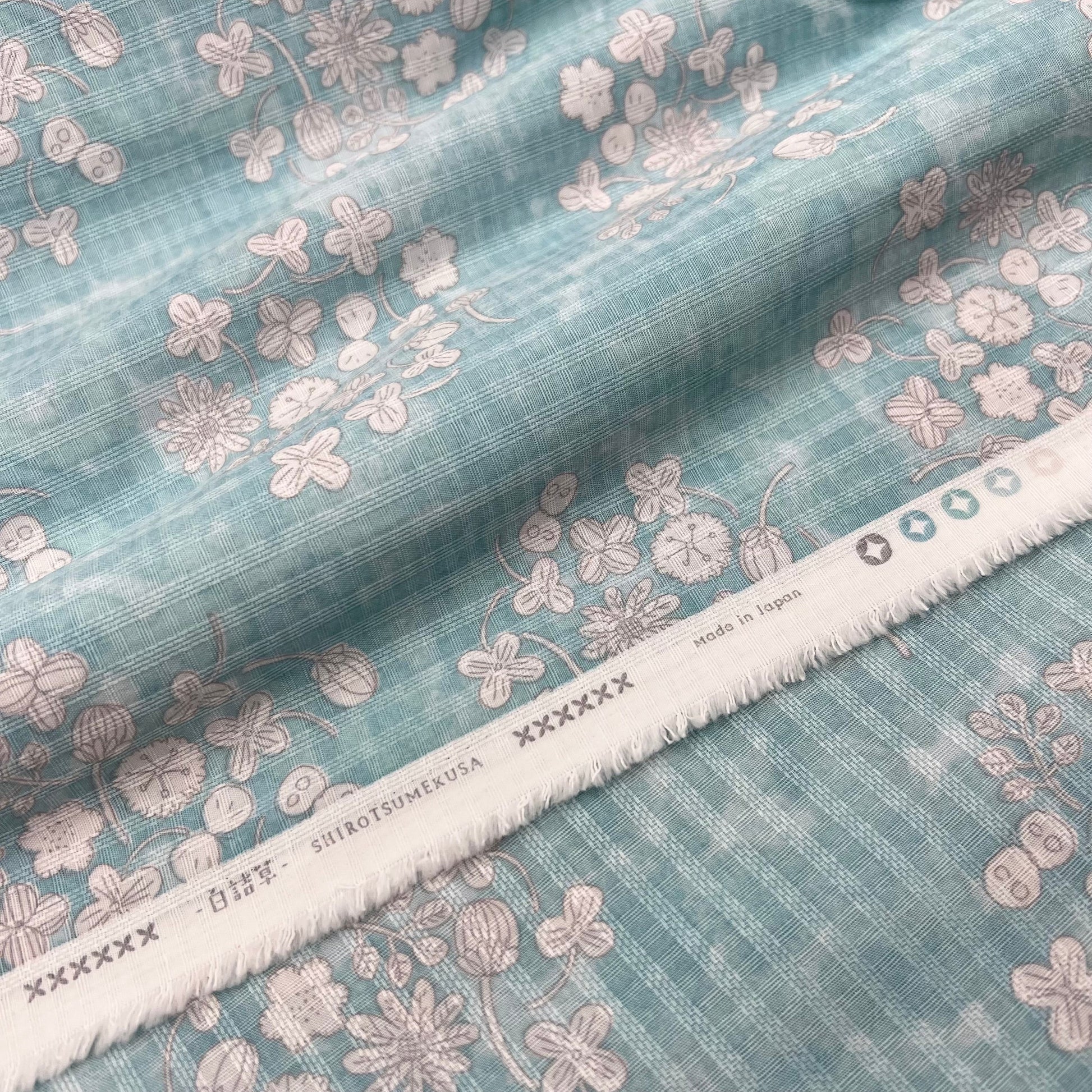 Westex-Clover Clusters Blue on Cotton Dobby-fabric-gather here online