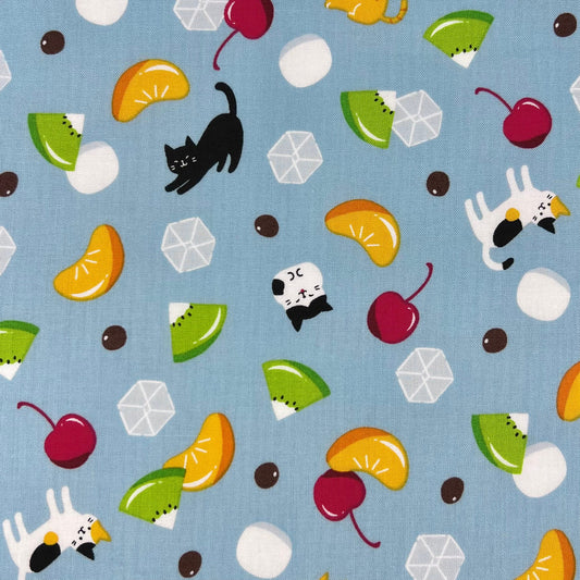 Cosmo-Fruit Cube Cats on Cotton Sheeting-fabric-gather here online