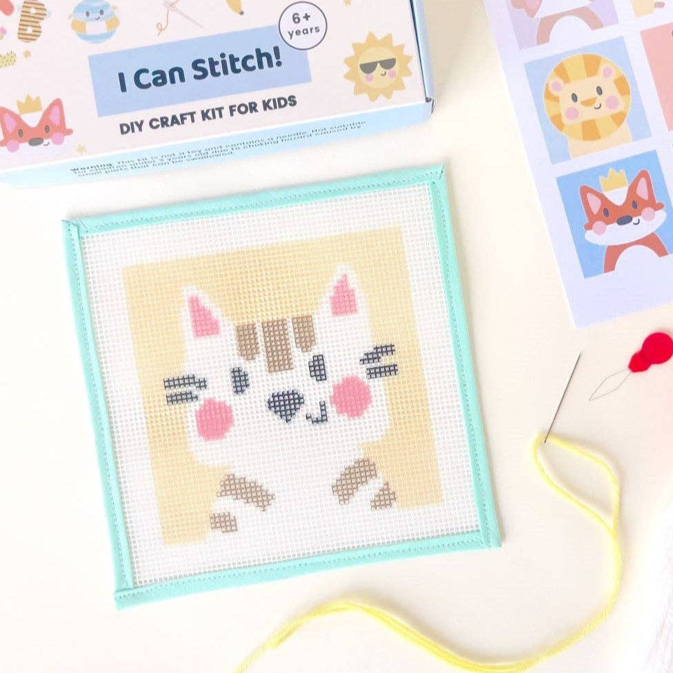 Unwind Studio-Catie the Cat - Needlepoint Kit for Kids-xstitch kit-gather here online
