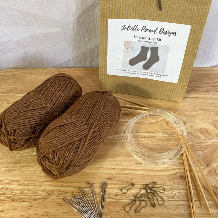 Juliette Pecaut Designs-Learn to Knit Kit: Socks-knitting / crochet kit-Chestnut-gather here online