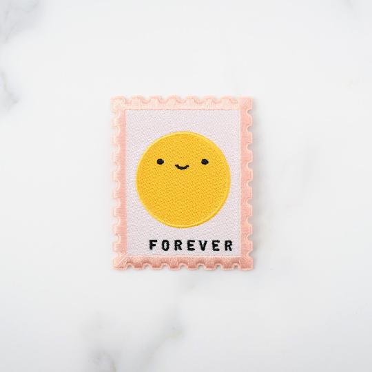 ILOOTPAPERIE-Happy Mail Forever Stamp Iron-On Patch-patches + pins-gather here online