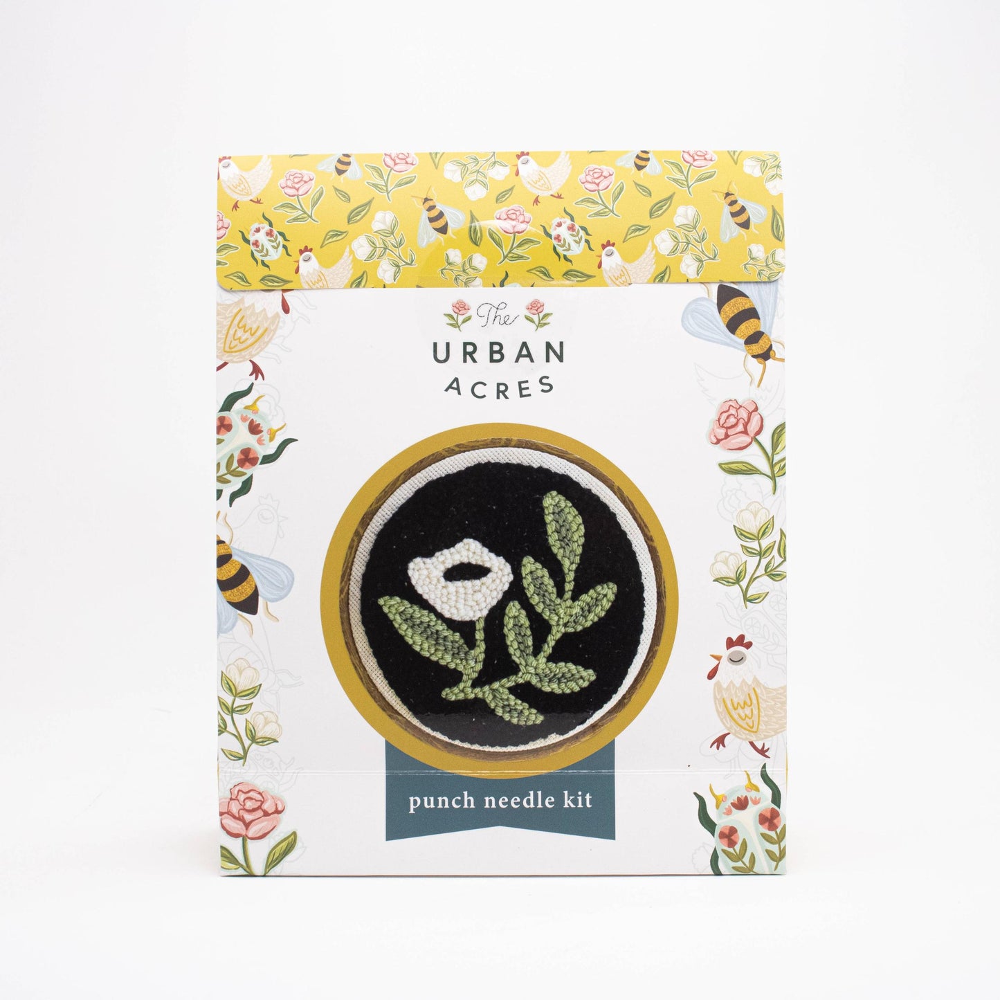 The Urban Acres-Black Floral Punch Needle Kit-craft kit-gather here online