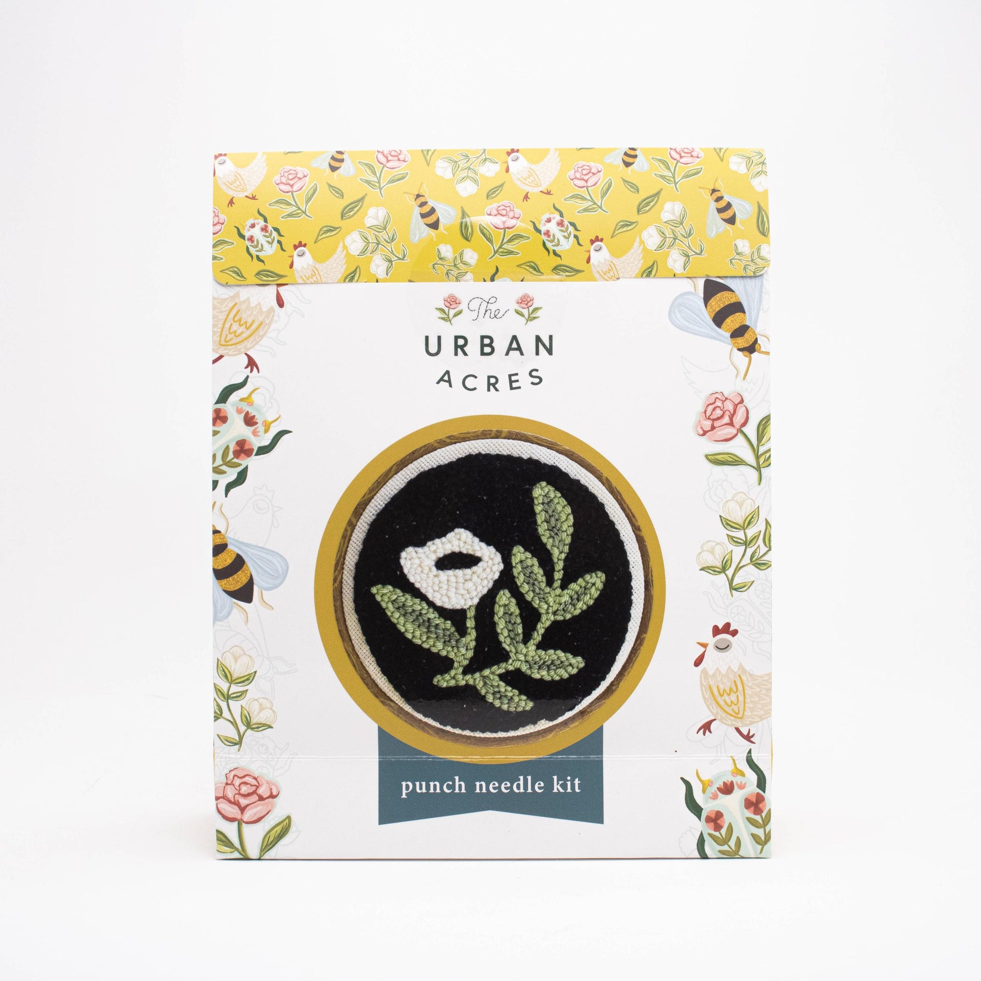 The Urban Acres-Black Floral Punch Needle Kit-craft kit-gather here online