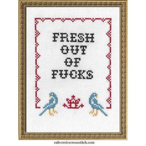 Subversive Cross Stitch-Fresh Out of F*cks-xstitch kit-Deluxe Kit-gather here online