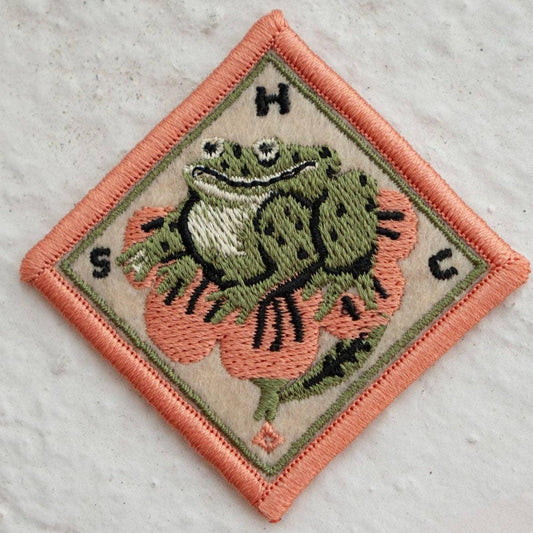 Stay Home Club-Frog Flower - Felt Sticky Patch-accessory-gather here online