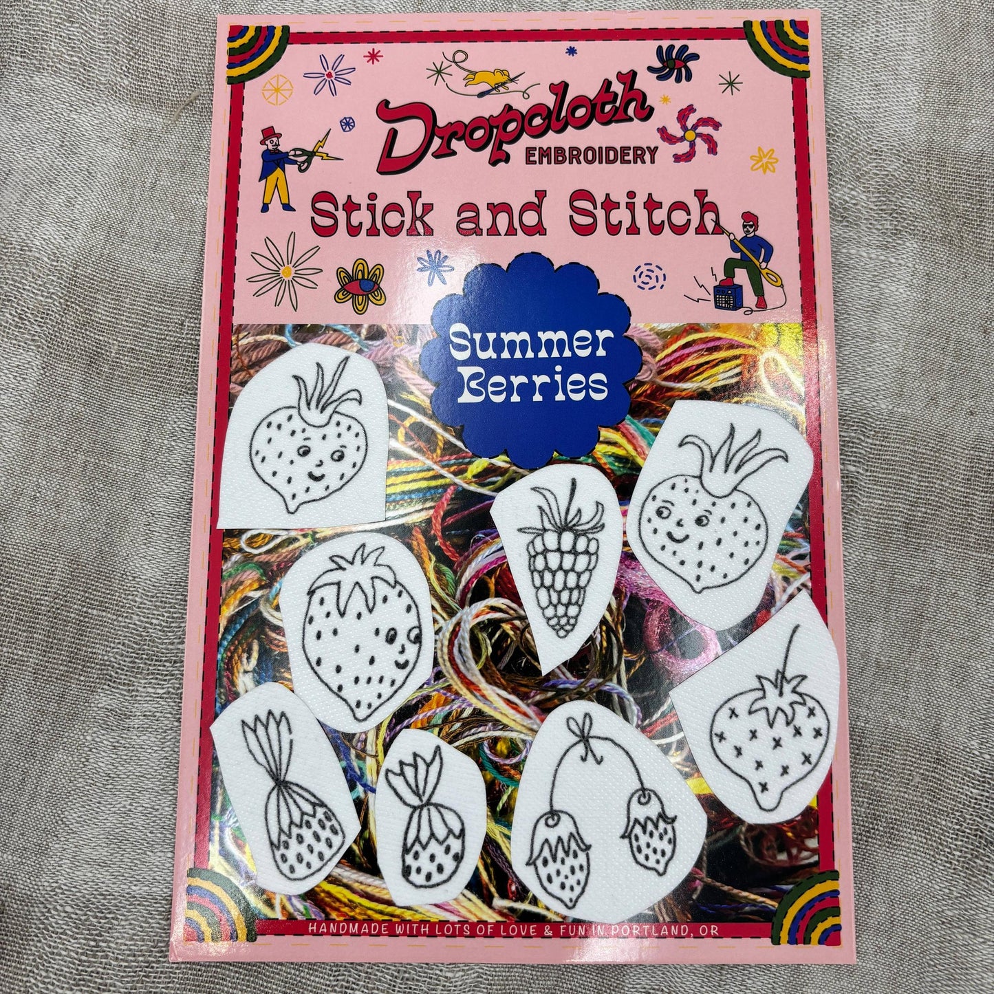 Dropcloth Samplers-Summer Berries Stick and Stitch Set-embroidery pattern-gather here online