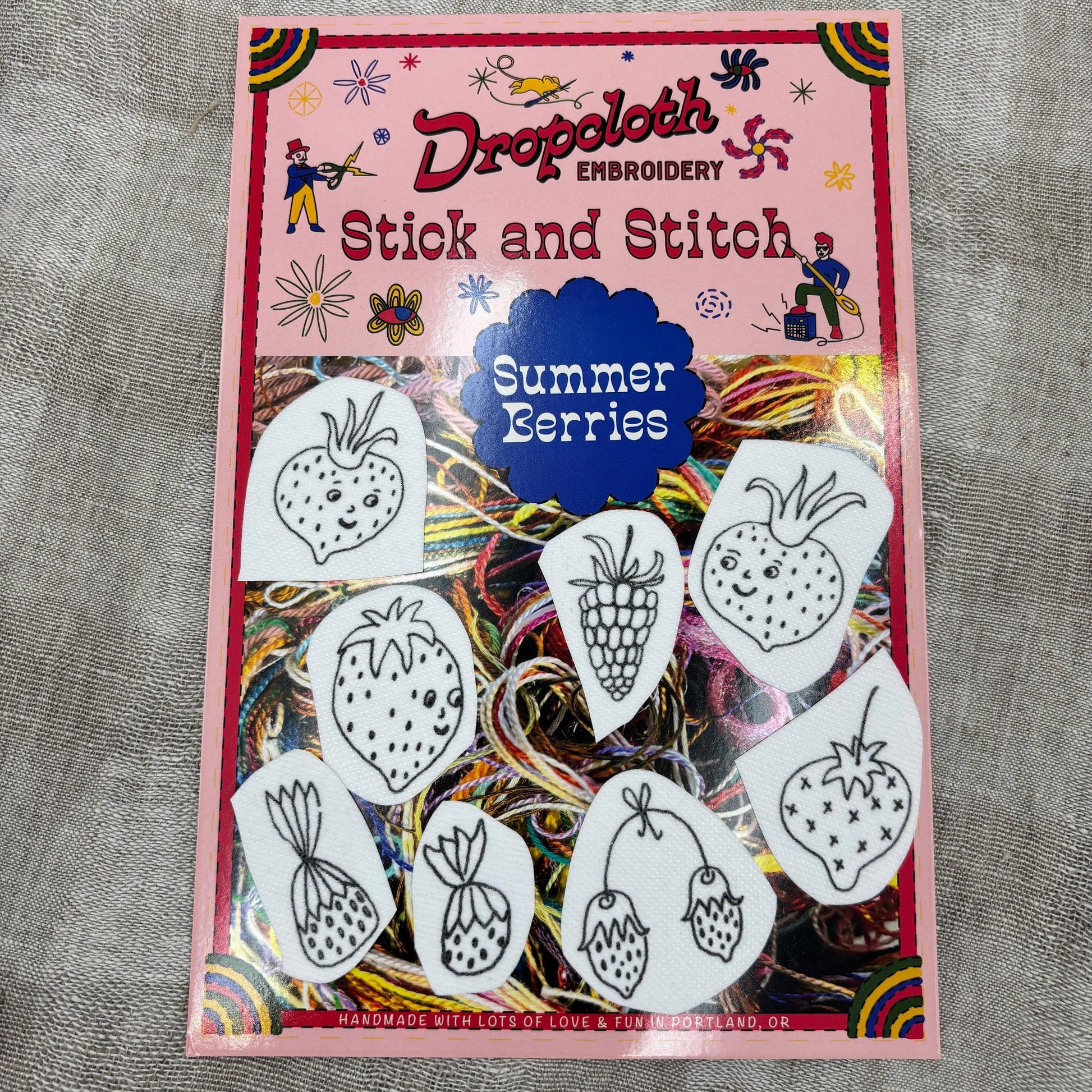 Dropcloth Samplers-Summer Berries Stick and Stitch Set-embroidery pattern-gather here online