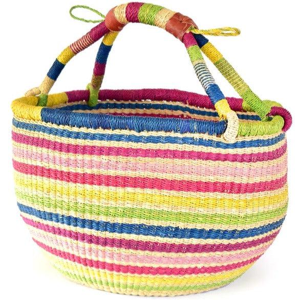 African Modern-Rainbow Connection Handwoven Decorative Bolga Basket-accessory-gather here online