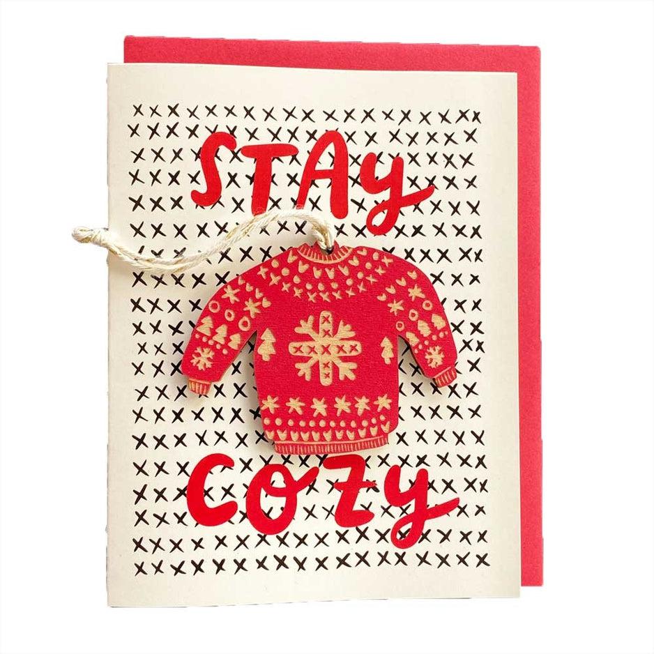 SnowMade-Cozy Sweater Ornament with Card-greeting card-gather here online