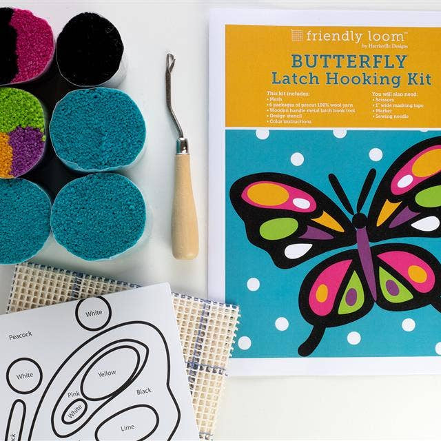 Friendly Loom-Butterfly Latch Hooking Kit-craft kit-gather here online