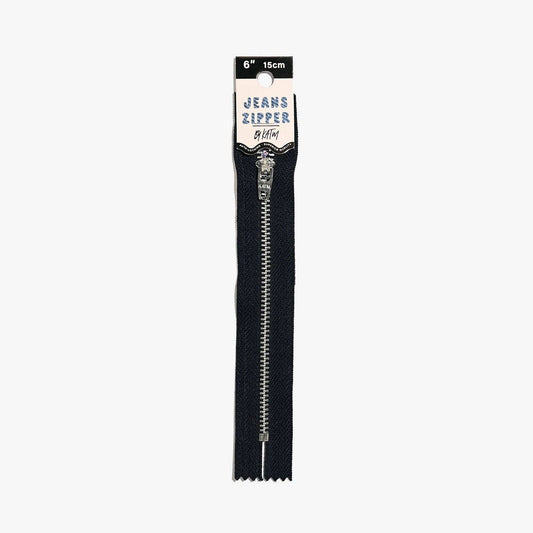 Kylie and The Machine-KATM 6" Jeans Zipper - Navy-zipper-gather here online