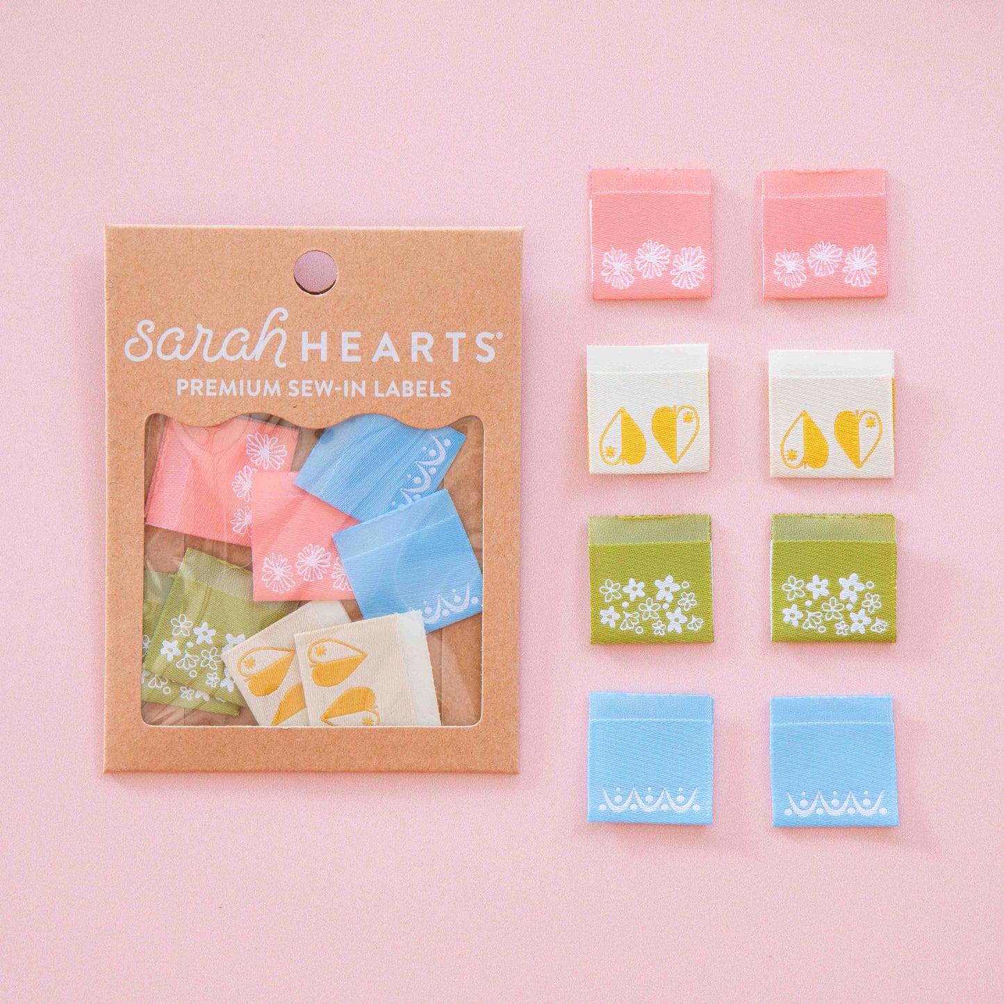 Sarah Hearts-Vintage Patterns Multipack Sew-In Labels-sewing notion-gather here online