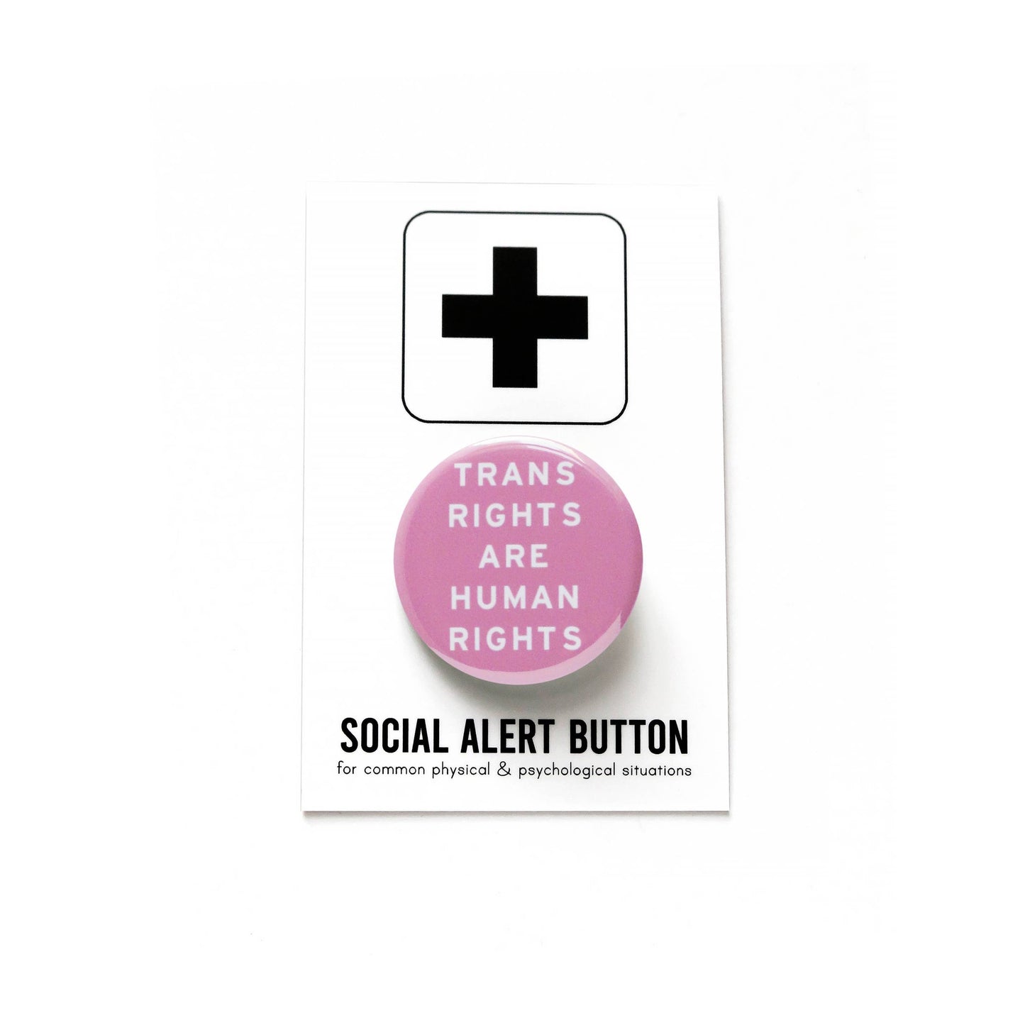 Word For Word Factory-Trans Rights Pink Pinback Button-accessory-gather here online