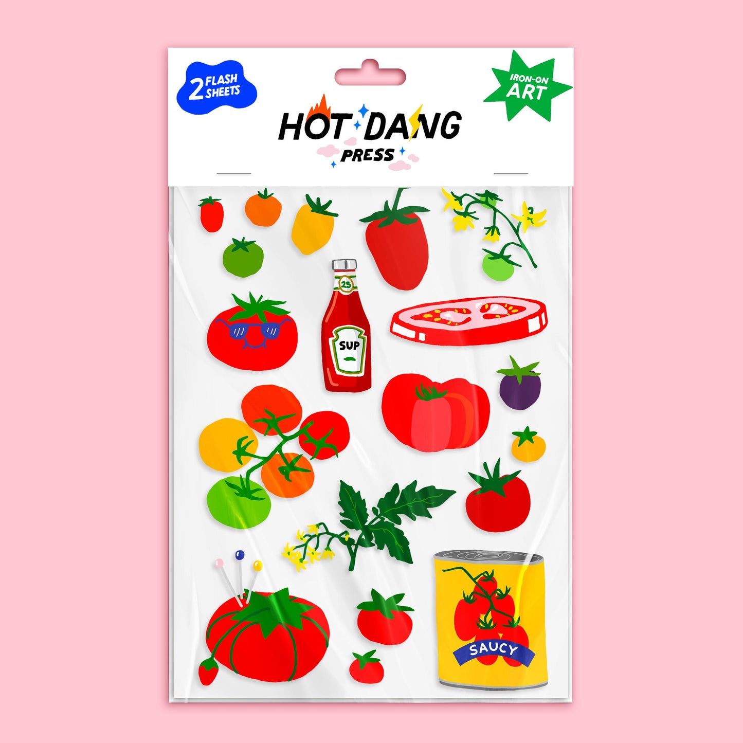 Hot Dang Press-All Tomatoes Iron-On Transfer Sheet Set-patches + pins-gather here online