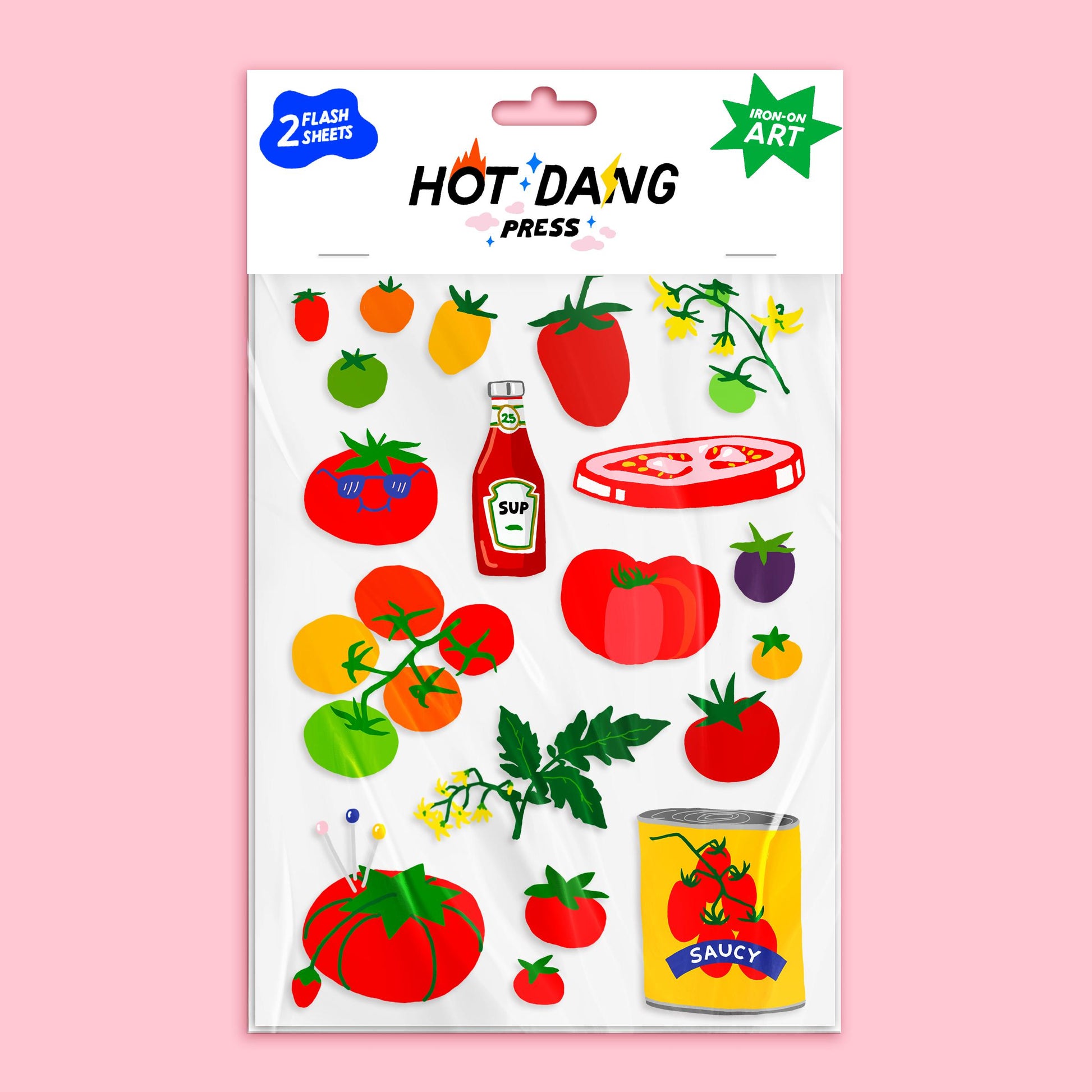 Hot Dang Press-All Tomatoes Iron-On Transfer Sheet Set-patches + pins-gather here online