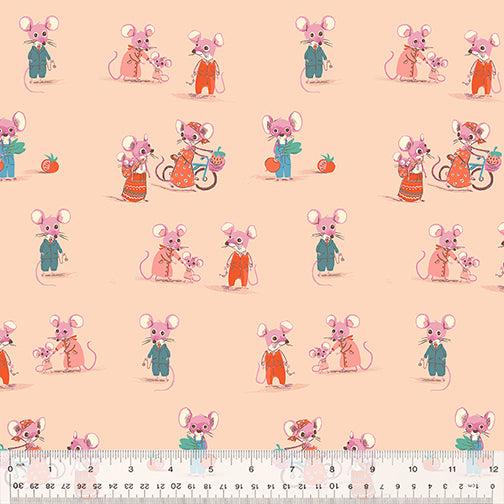 Windham Fabrics-Country Mouse Peach-fabric-gather here online