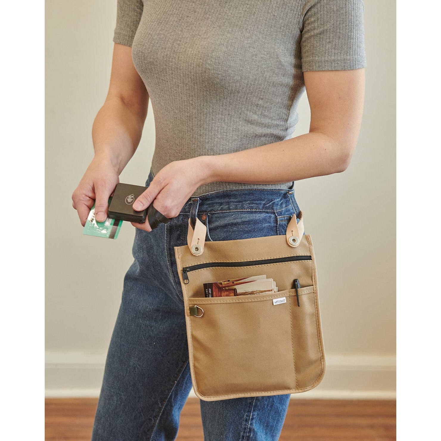 Artifact-Convertible Tote Insert & Crossbody - Olive-accessory-gather here online