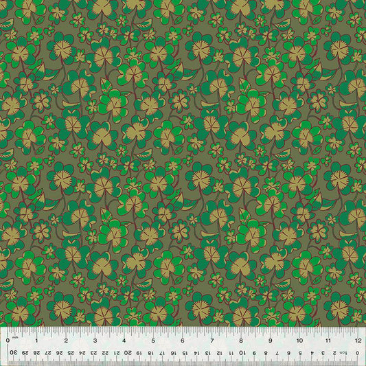 Windham Fabrics-Clover Olive-fabric-gather here online