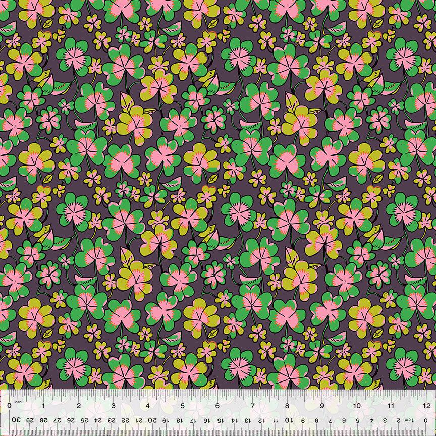 Windham Fabrics-Clover Eggplant-fabric-gather here online