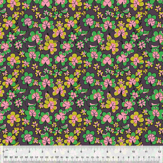 Windham Fabrics-Clover Eggplant-fabric-gather here online