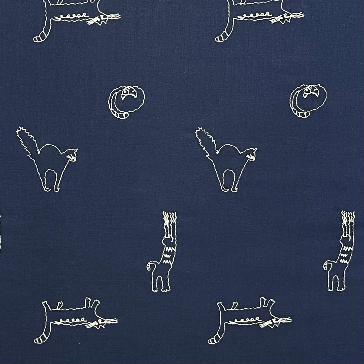 Hokkoh-Embroidered Cats on Cotton Lawn-fabric-gather here online