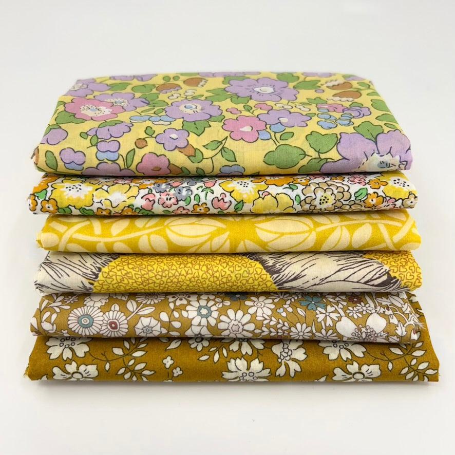 gather here-Tana Lawn Color Bundle - Yellow (6 pieces)-fat quarters-gather here online