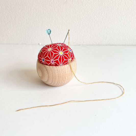 Hiro-Simple Wood Pincushion - Asanoha (Hemp)-sewing notion-gather here online