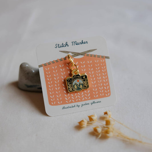 Justine Gilbuena-Camera Stitch Marker-knitting notion-gather here online
