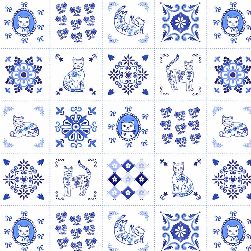 Windham Fabrics-Tiny Tiles White/Blue-fabric-gather here online