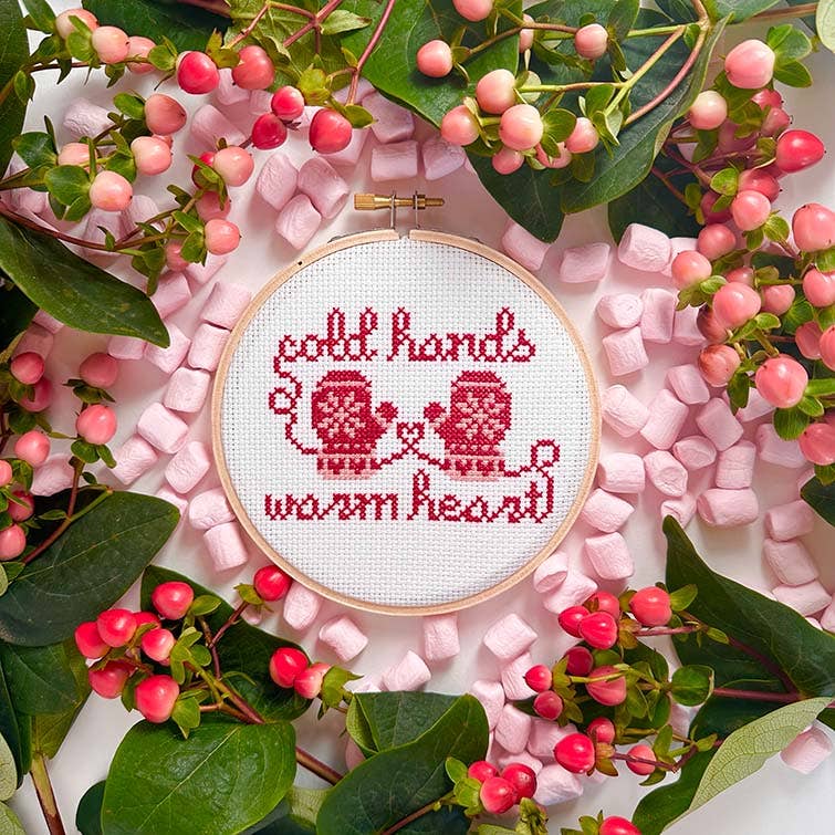 Holiday Mittens DIY Cross Stitch Kit