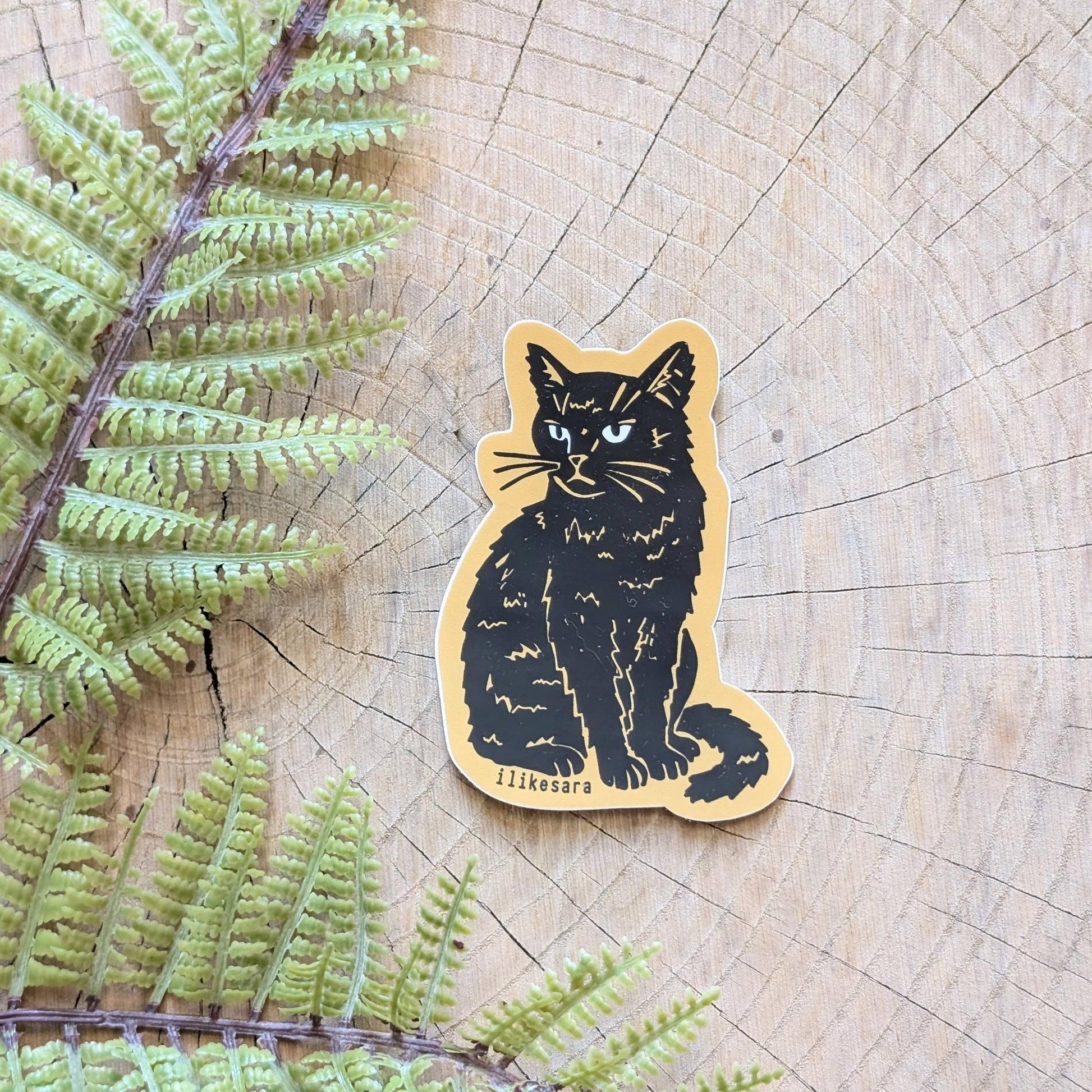 ilikesara-Sticker | disappointed sitting black cat-sticker-gather here online